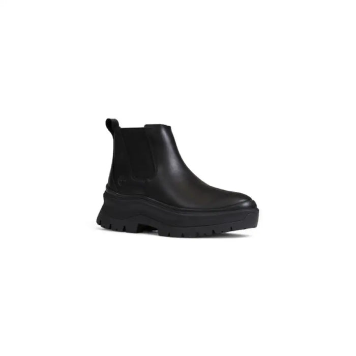 Black Leather Chelsea Boot with Chunky Sole displayed in a stylish product image