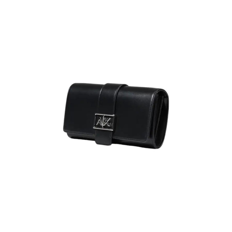 Black leather clutch wallet with silver buckle from Black Leather Clutch Wallet and Crossbody Bag