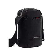 Black Leather Crossbody Bag by Tommy Hilfiger displayed with sleek design and adjustable strap