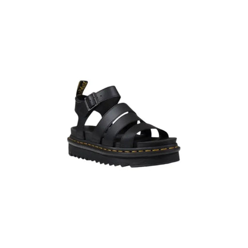 Black leather gladiator sandal displayed on a Black Leather Platform Sandal product