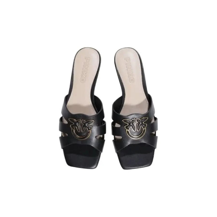 Black leather heeled sandals featured in Pinko Women’s White Leather Sandals for Spring/Summer