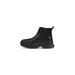 Black leather Chelsea boot with chunky sole and platform design