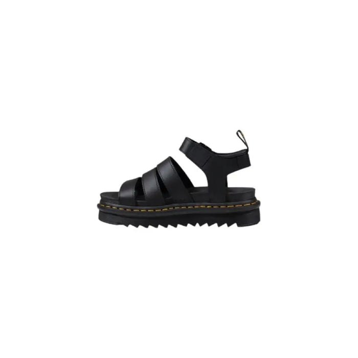 Black leather platform sandal displayed for the Black Leather Platform Sandal product listing