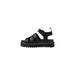 Black leather platform sandal displayed for the Black Leather Platform Sandal product listing