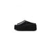 Black leather platform slide sandal for women with stylish and comfortable design