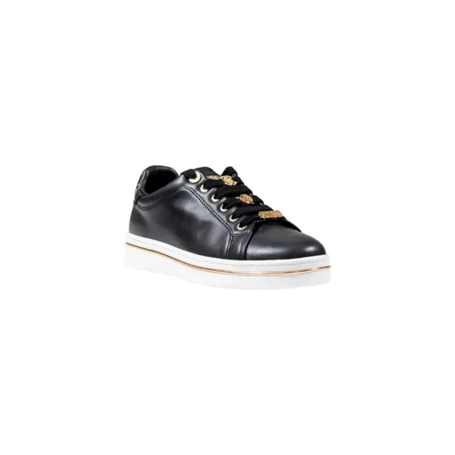 Guess black women fall winter polyurethane lace-up sneakers with black leather and white soles