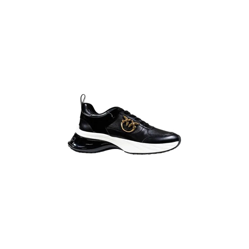 Black leather sneakers with white and black soles from Pinko Women Spring Summer collection