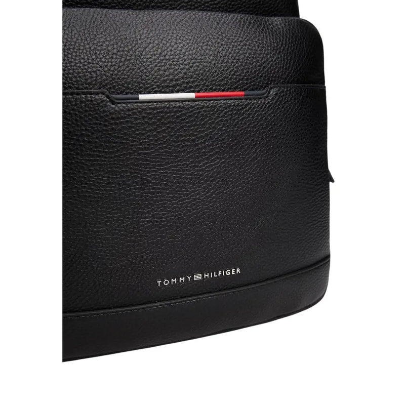 Black Leather Tommy Hilfiger Backpack showcasing elegant and durable design