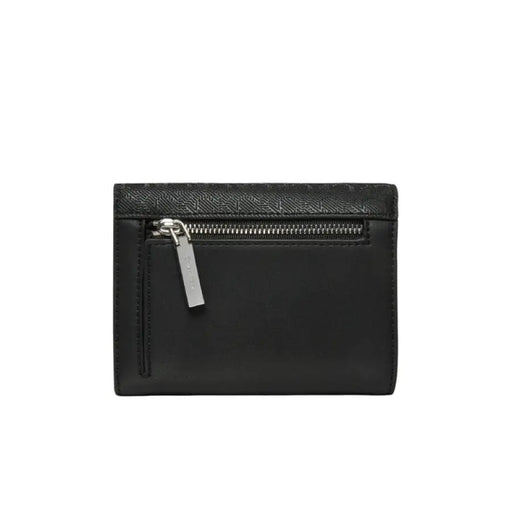 Black leather wallet with zipper from Calvin Klein, elegant and functional accessory