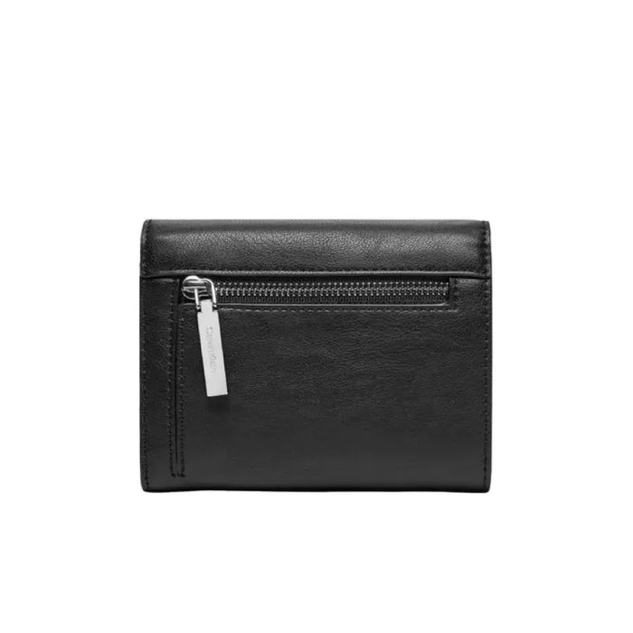 Calvin Klein Black Wallet featuring a stylish black leather design with zipper closure