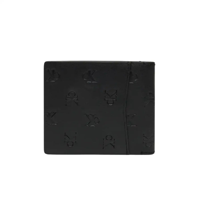 Black leather wallet with embossed letters from Calvin Klein Jeans for men