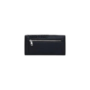 Black leather wallet with floral design and zipper for elegant organization
