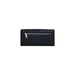 Black leather wallet with floral design and zipper for elegant organization