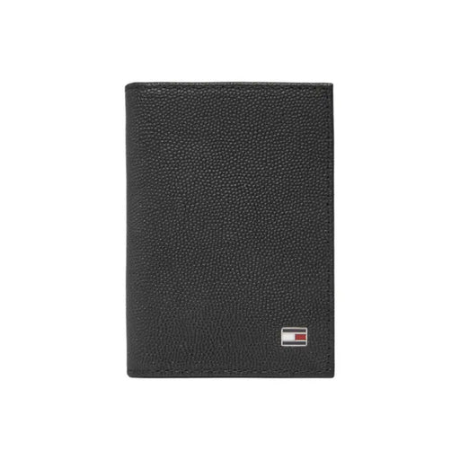 Open Black Leather Card Holder Wallet showing sleek carbon fiber interior and multiple card slots