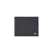 Black leather textured wallet with logo for men’s fashion accessories