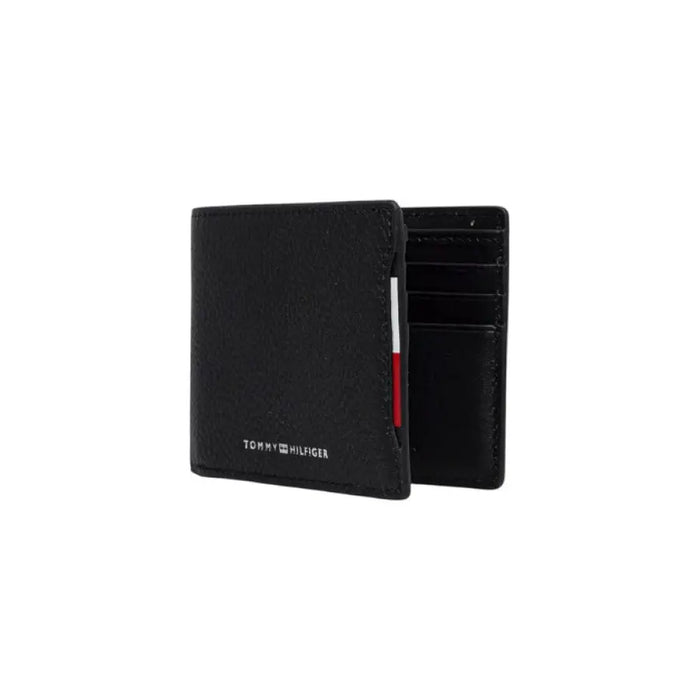 Tommy Hilfiger black leather wallet for men with card slots and sleek design