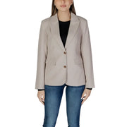 Blazer noir à manches longues avec col à revers cranté et poches avant