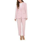 Blazer rose pâle cintré à col à revers, poches avant et pantalon assorti