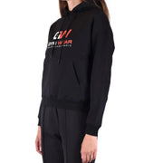 Black Cotton Hooded Sweatshirt with Front Pouches for Women by Balenciaga