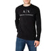 Black long-sleeved Armani Exchange men’s T-shirt with logo printed on the front