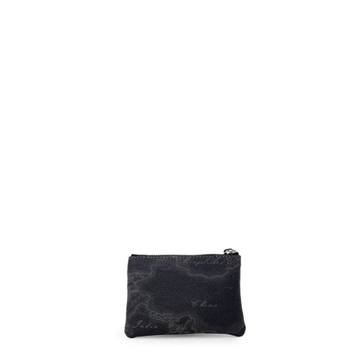 Black map-patterned zippered coin purse for stylish organizational needs