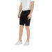 Black men’s belted shorts displayed in a clothing product image
