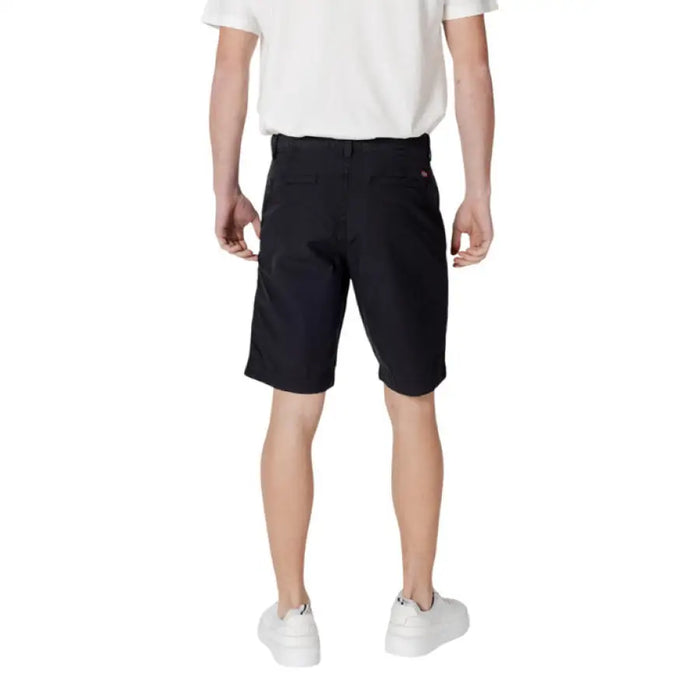 Napapijri Men’s Black Cotton Shorts featuring Zip and Button Closure for casual wear