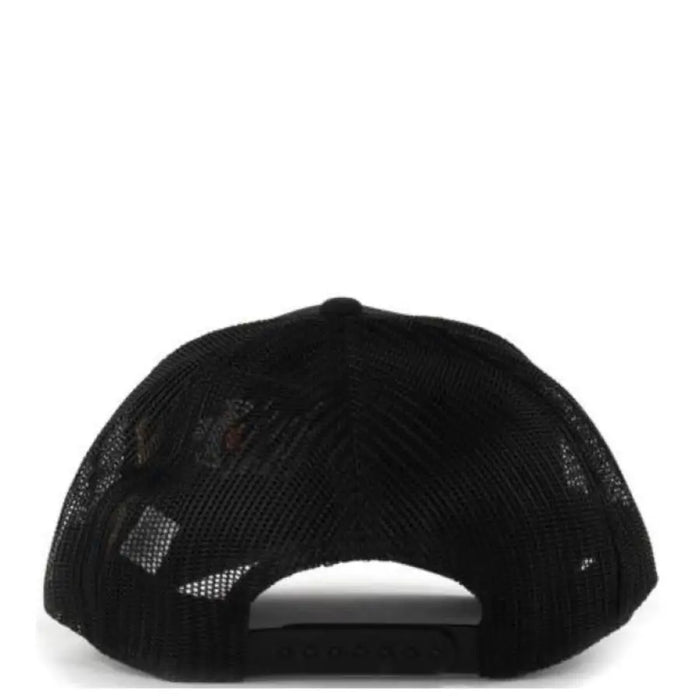 Black mesh baseball cap featured in Black Trucker Hat with Old Fashioned Patch
