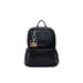Black Leather Mickey Mouse Backpack with Silver Zippers shown in the image