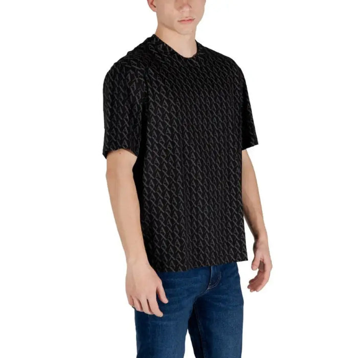 Black patterned short-sleeve t-shirt from Armani Exchange Men’s Cotton T Shirt collection
