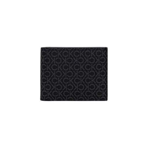 Black Leather Wallet with CK Pattern featuring a black design and stylish pattern