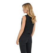 crop top noir à fines rayures top gilet pour femmes