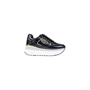Black platform sneakers with gold accents from Liu Jo Women White Faux Leather Lace Up Sneakers collection