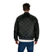 Black quilted bomber jacket showcasing stylish design and premium quality craftsmanship