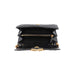 Black quilted leather handbag with gold hardware and multiple compartments by Pinko