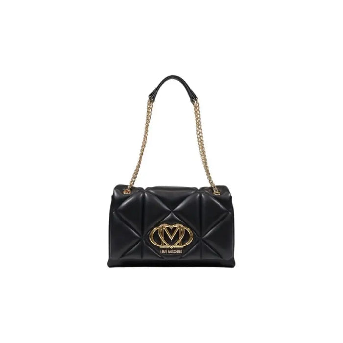 Cream quilted handbag with gold chain straps for stylish wear and elegance