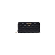 Black quilted wallet with a gold logo for elegant accessory style