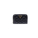 Black quilted leather wallet with sleek design and secure coin and card compartments