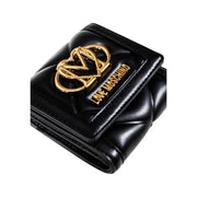 Black quilted Love Moschino wallet with gold logo detailing for elegant femininity
