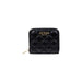 Black quilted patent leather wallet with gold zipper front view