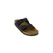 Black Birkenstock women sandals with adjustable straps and cork footbed