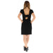 Black V neck sheath dress with back cutout and front zipper for elegant evening wear