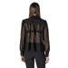 Black sheer blouse with long sleeves and solid collar from Morgan De Toi Women’s collection