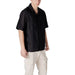 Black short-sleeved button-up shirt from the Antony Morato V Neck Button Shirt collection