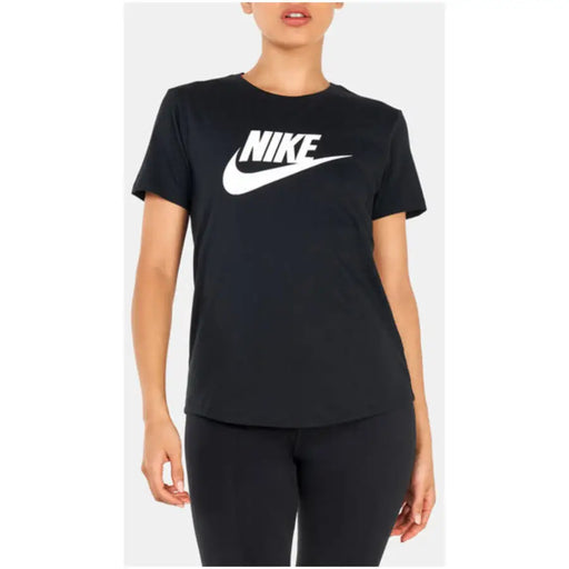T-shirt noir à manches courtes Nike Col rond en coton T-shirt pour les femmes