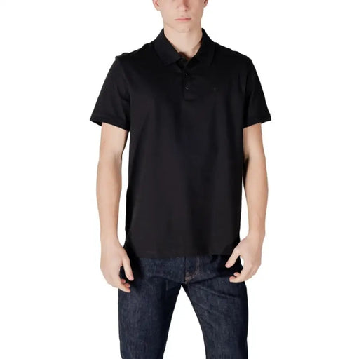 Black short-sleeved Calvin Klein Jeans Men’s Polo Shirt for stylish casual wear