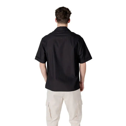 Antony Morato Black V Neck Button Shirt displayed on a neutral background