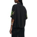 Black short-sleeved shirt with green and gold leaf floral print for Men