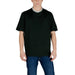 Black short-sleeved Armani Exchange t-shirt with striped collar in 100 percent cotton