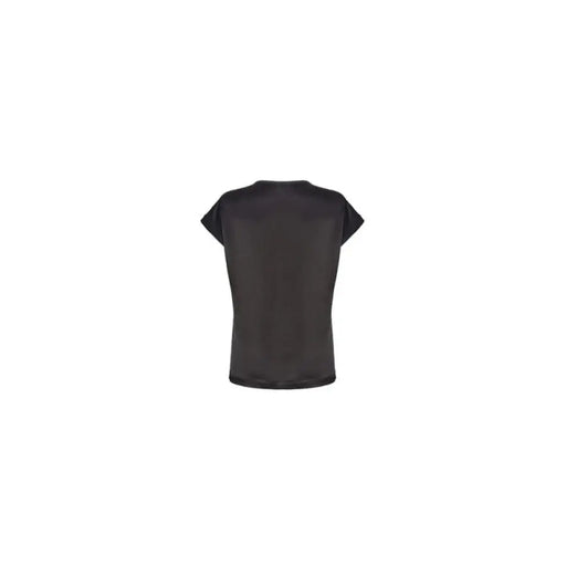 Black short-sleeved T-shirt from Black Blouse and T Shirt Collection with Sheer Accents